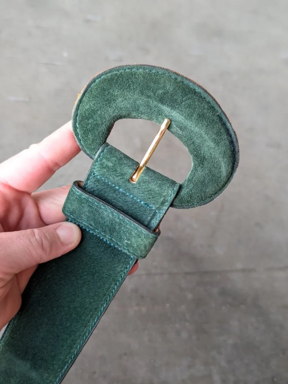 Vintage 80s Talbots Wide Green Suede Belt medium